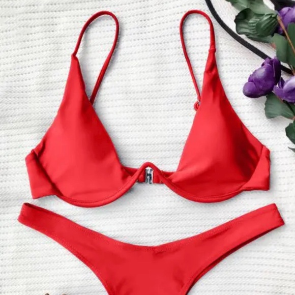 Red Underwire Bikini Swim Set NWT - Picture 1 of 2